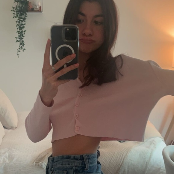 Princess Polly Blush Pink Cropped Cardigan - Picture 4 of 4